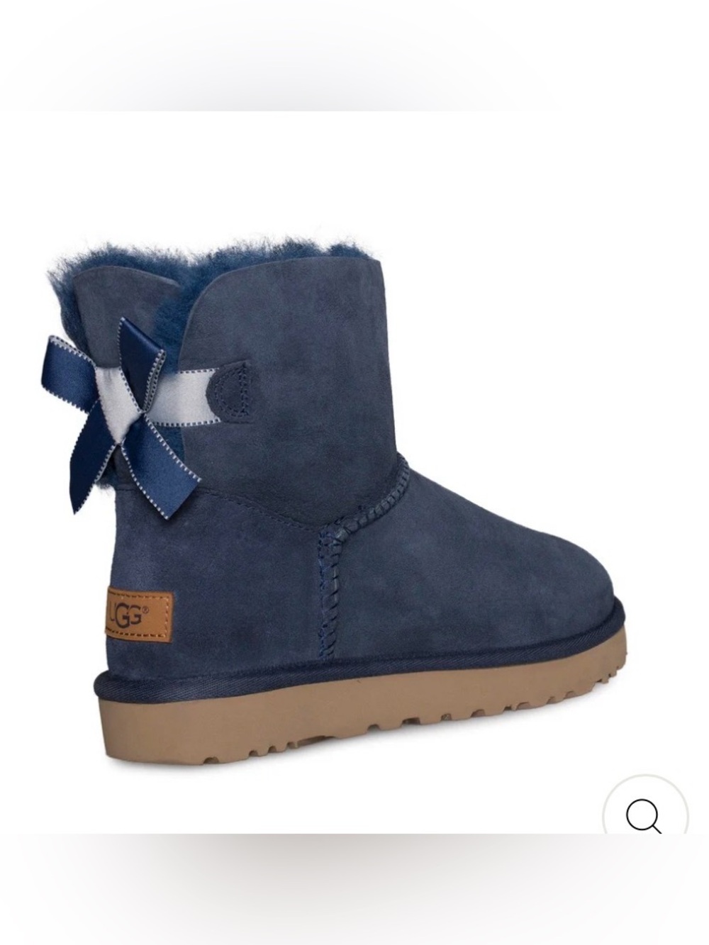 UGG Mini Bailey Bow II in Navy Blue women 9 cozy winter leather feminine GUC